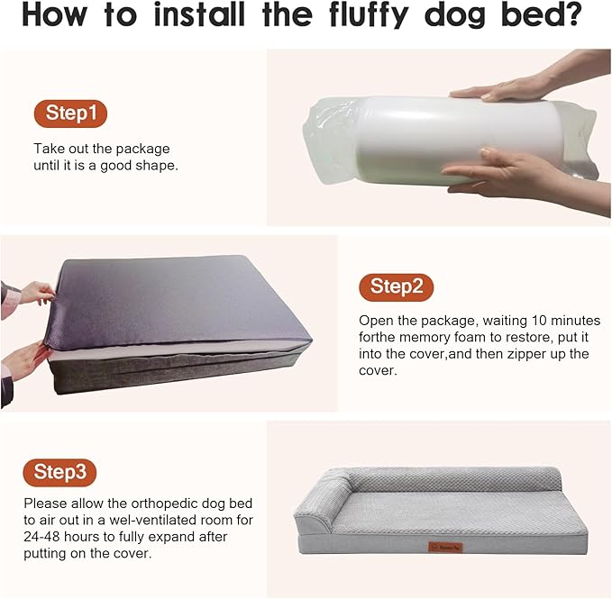 Orthopedic Dog Bed Medium Size Dog, 30x20x6 Inches Memory Foam Pet Bed for Small and Medium Dogs, Washable Removable Cover, Nonskid Bottom, Waterproof, Light Grey