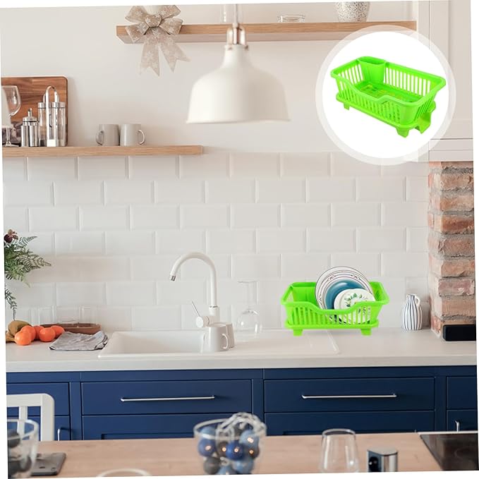 Multifunction Plastic Tableware Holder with Side Drainage Water Draining Cutlery Rack for Kitchen Sink Medium-Sized Bowl and Bottle Organizer Rack Easy to Clean and Use
