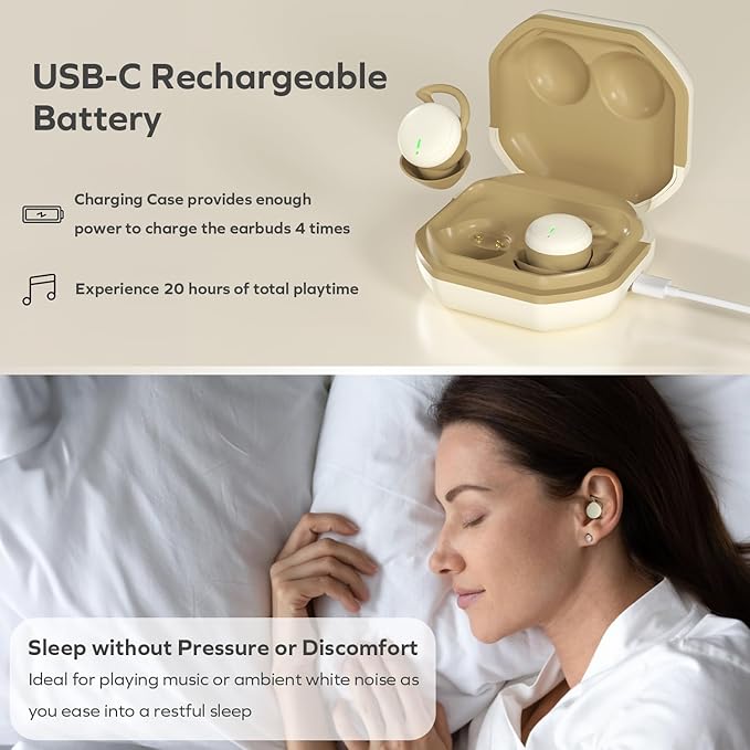 Coby Sleep Earbuds, Ear Plugs for Sleeping Noise Cancelling Ear Plugs | Wireless Earbuds for Sleep, Work, Music | Small Bluetooth Earbuds Designed for Comfort While Sleeping