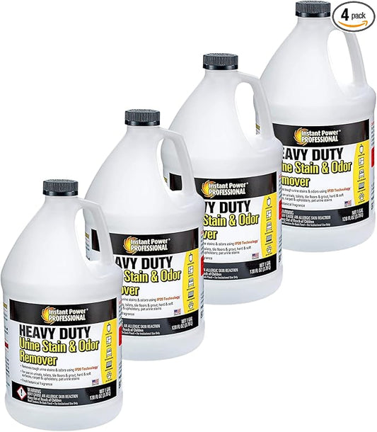 Instant Power Heavy Duty Urine Stain and Odor Remover, Stain and Smell Remover, 128 Fl. Oz 4 Pack