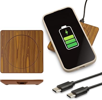 Thinking Gifts 15W Magnetic Wireless Charger, Charging Pad - Wood