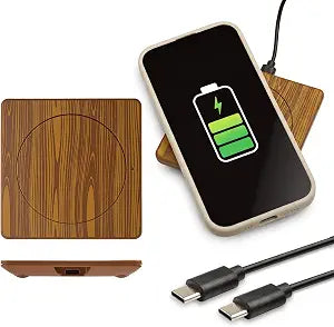 Thinking Gifts 15W Magnetic Wireless Charger, Charging Pad - Wood