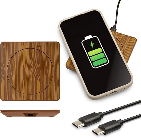 Thinking Gifts 15W Magnetic Wireless Charger, Charging Pad - Wood