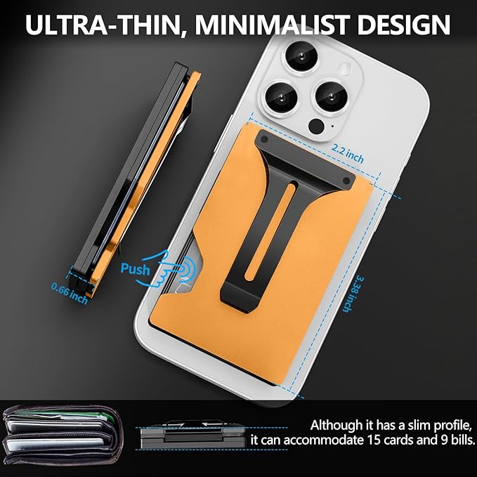 Magnetic Phone Wallet with Apple MagSafe - Metal Card Holder with AirTag Holder, RFID Blocking & Money Clip Mag Safe Wallet for iPhone 16 15 14 13 12 Pro Max/Pro/Plus/Mini