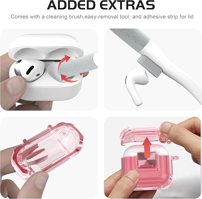 Valkit Compatible AirPods 4th Generation Case Pink, Soft TPU Airpods 4 Case with Lock, Shockproof Protective Skin with Keychain for Apple AirPods 4 Gen Cases for Women Men(Lock Pink)