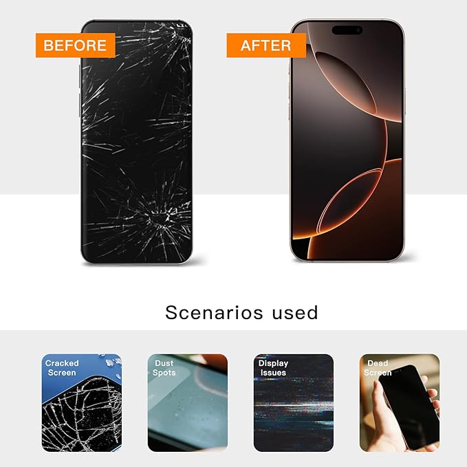 for iPhone 16 Screen Replacement Kit Full Assembly 6.1 inch,3D Touch LCD Display for A3287、A3288、A3081、A3286 Digitizer Screen and Repair Tools Kit