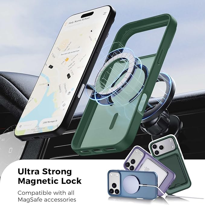 Magnetic for iPhone 17 Pro Case with Detachable Wallet, Compatible with MagSafe, Credit Card Holder with Slim Shockproof Protective Phone Cover, Green