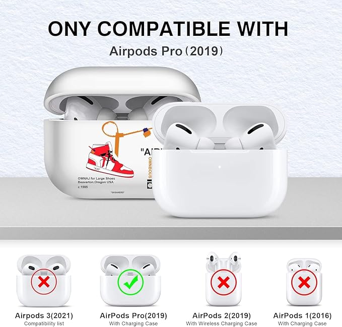 for Airpods Pro Case, Cute Cool Sports Red Shoe Pattern TPU Soft Cases for Airpods Pro Case 1st Gen, Shockproof for Airpods Pro 2019 Case Men Women with Cleaner Kit & Keychain