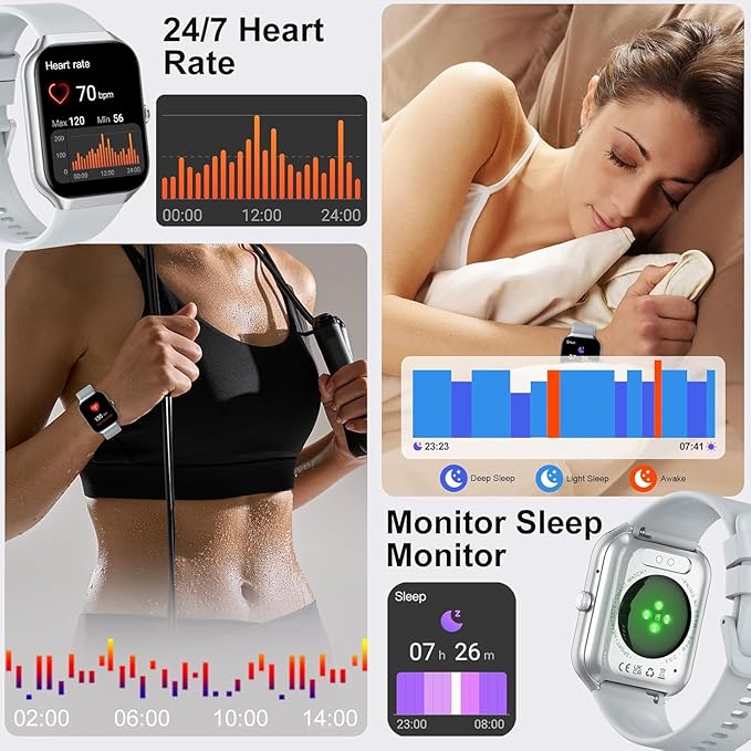 Smart Watch 2026 NEW 1.91" Smartwatch for Men Women(Answer/Make Call),Fitness Watch with 110+ Sport Modes, Reloj Inteligente with Sleep Monitor/Heart Rate/Step/Calories/IP68,for Android iOS, Silver