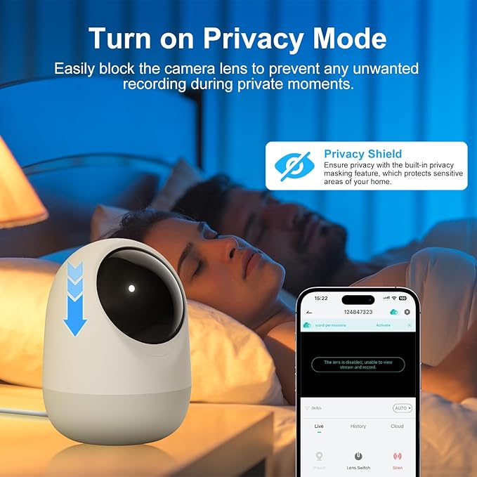 Indoor Security Camera, 5&2.4Ghz WiFi Cameras for Home Security, Pet/Baby Motion/Sound Detection, Auto Tracking, 2-Way Audio, Siren, Compatible with Alexa, TF/Cloud Storage (3 Pack)