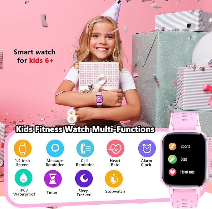 Smart Watch for Kids Teens, No Phone Needed Fitness Tracker Boy Girls Watch with 19 Sport Modes, Pedometer, Sleep Monitor, Kids Watch Birthday Gifts Toy Gift for Girls Boys 6-16 (Pink)