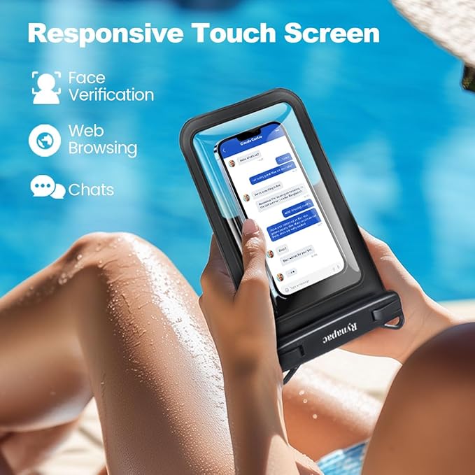 [Up to 10"] Large Waterproof Phone Pouch Bag - 2 Pack IPX8 Waterproof Phone Case for iPhone 17 16 15 Pro Max Galaxy S26 S25 Ultra, Touchscreen & Underwater Photography, Beach Cruise Travel Essentials