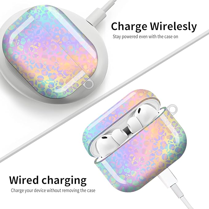 Compatible with AirPod Pro 3 (2025),Cute Case Cover for Women & Men, Full Protection Shockproof Hard Case with Keychain, Wireless Charging Case Accessories(Gradient Leopard Print)