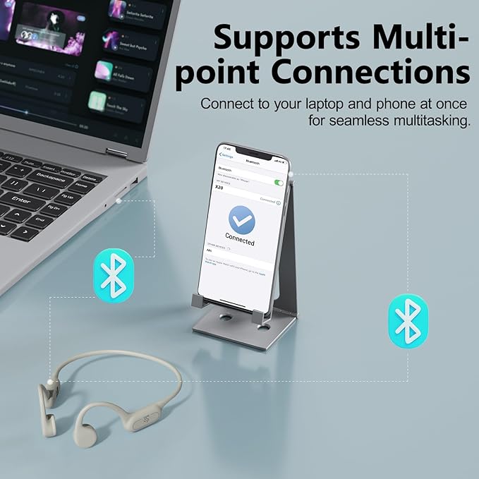 Bone Conduction Headphones IPX8 Waterproof Swimming Headphones Open Ear Headphones with MP3 Mode 32GB Memory 8H Playtime Bluetooth 5.4 Ear Buds Secure Fit for Running and Fitness (Apricot)