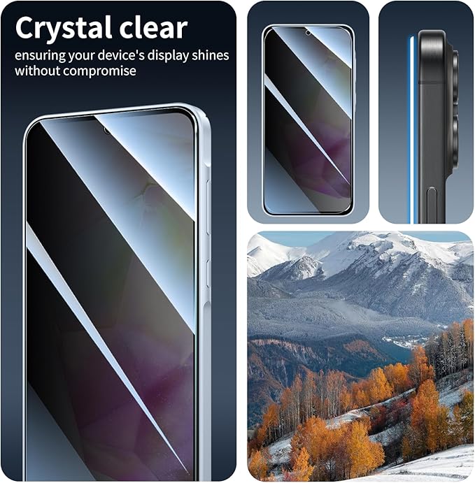 3*Privacy Screen Protector for Samsung Galaxy A55/A35 with a Installation Alignment Aid, Anti-Spy Tempered Glass Film, Dark Private Black Protection, [Shatterproof][ Shockproof][Scratchproof]