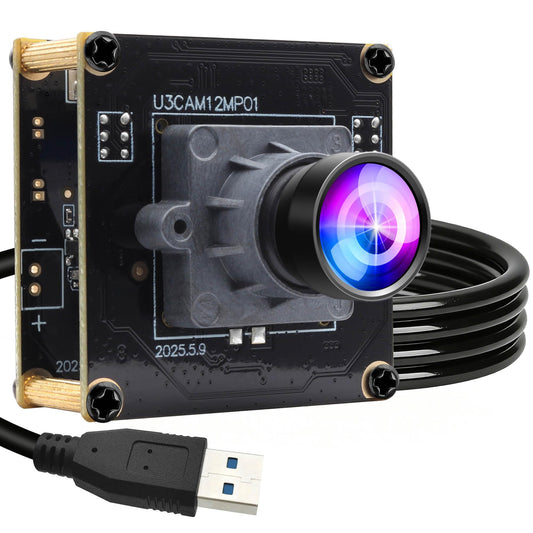 ELP High Speed USB3.0 Camera Module, 1080P/230fps, 4K/60fps, 12MP/30fps, Mini UVC USB3.0/2.0 Lightburn Cameras for Windows, Linux, Mac, Pi, Wide Angle 88°(H) IMX577 Webcam Board for PC Jetson Nano
