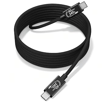 Thunderbolt 4 Cable, [40Gbps Data Transfer]Long USB C Cable 2M/6.6FT, 8K/4K 60Hz Video & 240W PD 3.1 Fast Charging, Active USB Braided Cable Cord Compatible with Thunderbolt 3/USB 4/MacBook Pro/iPhone
