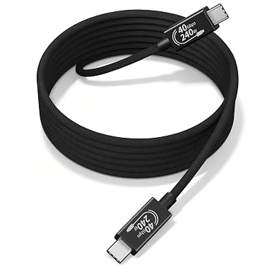 Thunderbolt 4 Cable, [40Gbps Data Transfer]Long USB C Cable 2M/6.6FT, 8K/4K 60Hz Video & 240W PD 3.1 Fast Charging, Active USB Braided Cable Cord Compatible with Thunderbolt 3/USB 4/MacBook Pro/iPhone