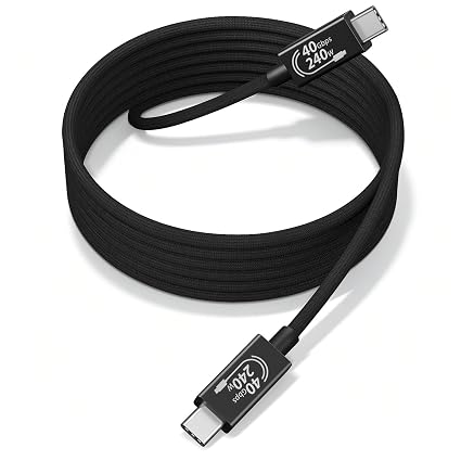 Thunderbolt 4 Cable, [40Gbps Data Transfer]Long USB C Cable 2M/6.6FT, 8K/4K 60Hz Video & 240W PD 3.1 Fast Charging, Active USB Braided Cable Cord Compatible with Thunderbolt 3/USB 4/MacBook Pro/iPhone