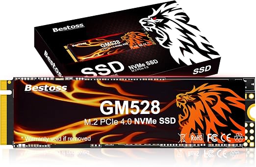 Bestoss 512GB M.2 SSD NVMe PCIe4.0 2280 Internal Hard Drive, Up to 5000MB/s