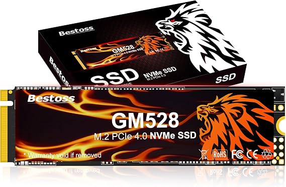 Bestoss 512GB M.2 SSD NVMe PCIe4.0 2280 Internal Hard Drive, Up to 5000MB/s