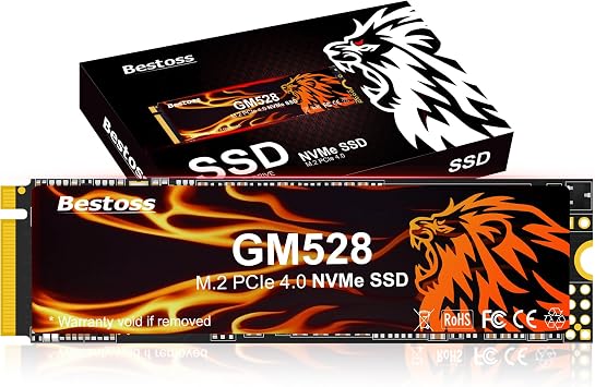Bestoss 512GB M.2 SSD NVMe PCIe4.0 2280 Internal Hard Drive, Up to 5000MB/s
