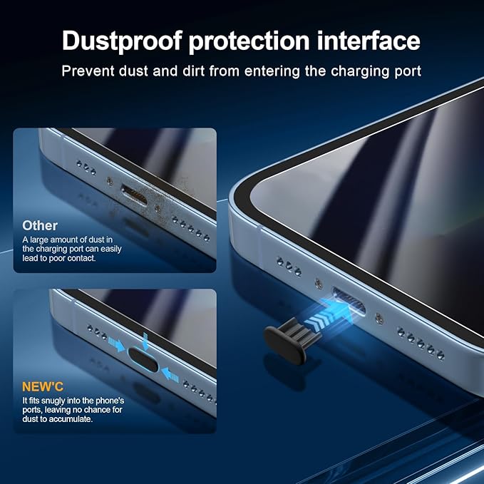 NEW'C 3x Privacy for iPhone 13 Pro Screen Protector (6.1 inches)+ 3x Camera Lens Protector, Sensor Protection,Case Friendly Tempered Glass Film + Dust Plug - Enhanced Privacy Angle of 28 Degrees