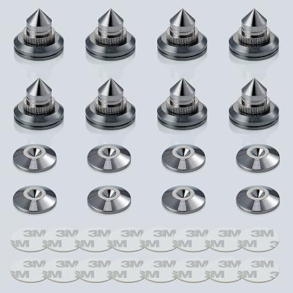 Speaker Spikes Adjustable Floor Protectors 8pcs with Adhesive, Black