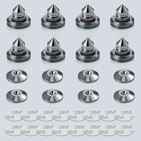 Speaker Spikes Adjustable Floor Protectors 8pcs with Adhesive, Black