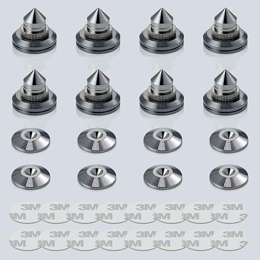 Speaker Spikes Adjustable Floor Protectors 8pcs with Adhesive, Black