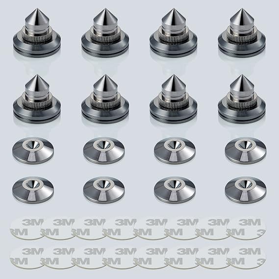 Speaker Spikes Adjustable Floor Protectors 8pcs with Adhesive, Black
