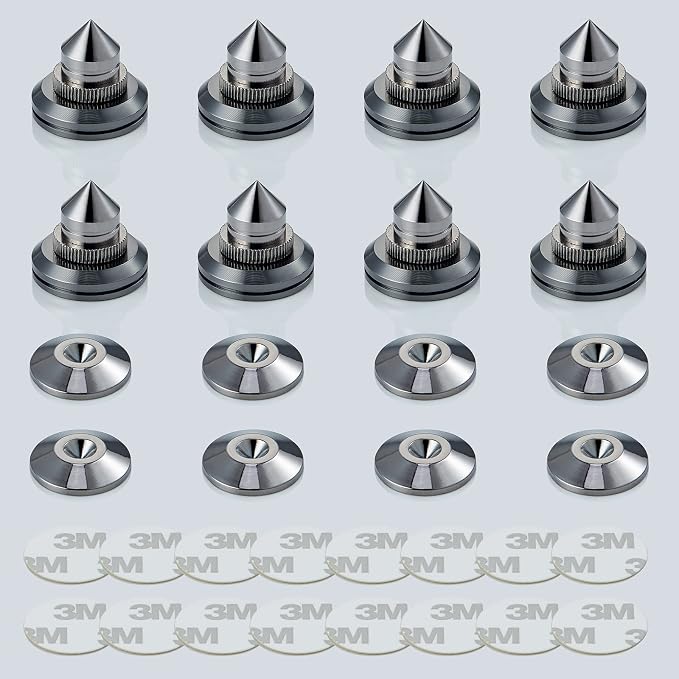 Speaker Spikes Adjustable Floor Protectors 8pcs with Adhesive, Black