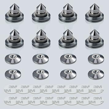 Speaker Spikes Adjustable Floor Protectors 8pcs with Adhesive, Black
