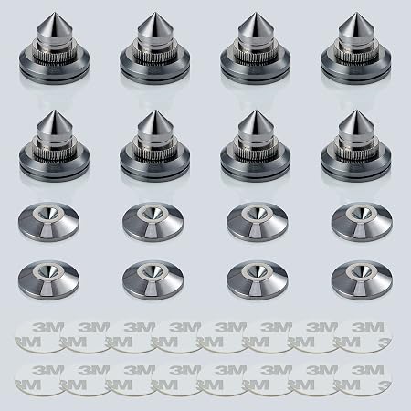 Speaker Spikes Adjustable Floor Protectors 8pcs with Adhesive, Black