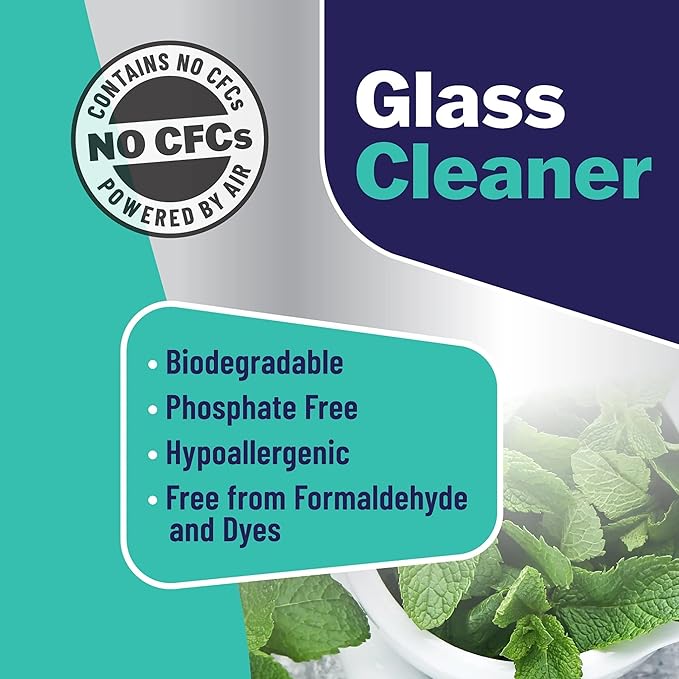 Glass Cleaner, Safe and Effective Natural Glass Cleaner, 14 oz Continuous Spray Can