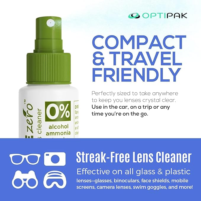 Sparkle Anti-Reflective Eco Friendly Lens Cleaner Spray Kit | (2x) 1oz Glasses Cleaner Bottle + (2x) Microfiber Cloth for Eyeglasses, Lenses, Screens and Sunglasses Cleaning Kit (4 Piece Set)