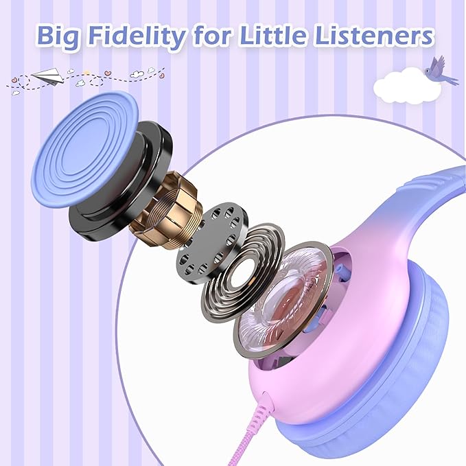 Upgrade USB Type C Kids Headphones, Wired Headphones for Kids with Microphone for Boys Girls, Adjustable 85dB/94dB Volume Limited