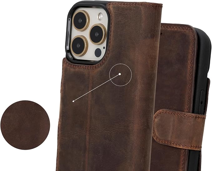 BLACKBROOK Case for iPhone 16 Pro Max Leather Case with Wallet, Carter Natural Leather Magnetic 2-in-1 Set for MagSafe and RFID, Cash, ID & 4 Card Slots, Compatible with iPhone 16 Pro Max