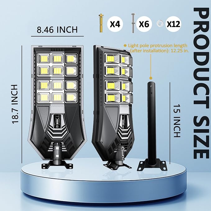 3 CCT in One Solar Street Light, 240000 LM LED, Radar/Motion Sensor, Waterproof - for Driveway, Garden, Backyard (2)