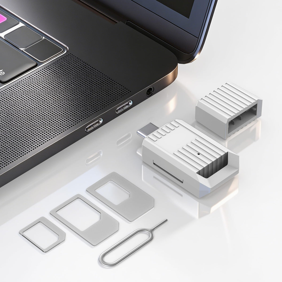 USB-C SIM Card Reader - Includes Standard/Micro/Nano SIM Card Adapters Kit & Eject Pin - USB C to Sim Card Adapter for Backup Edit Add Delete and Read Messages/Contacts - SIM Adapters for Windows
