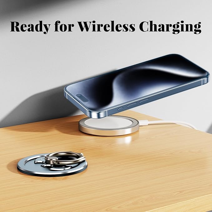 Bat Cell Phone Ring Holder Stand, OATSBASF Magnetic Phone Ring Kickstand, 360 Degree Rotation Metal Grip Holder Compatible with iPhone 15/14/13/12 Pro Max and Other Smartphones - Grey