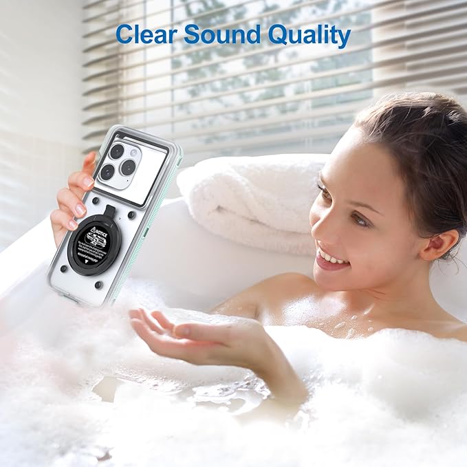 Beasyjoy Waterproof Phone Case, Underwater Snorkeling Diving Phone Case, Universal Self-Check Water Proof Pouch Dry Bag Up to 6.9 Inch for iPhone 16/15/14/13/12/11/Samsung S24/S23/Google - Green
