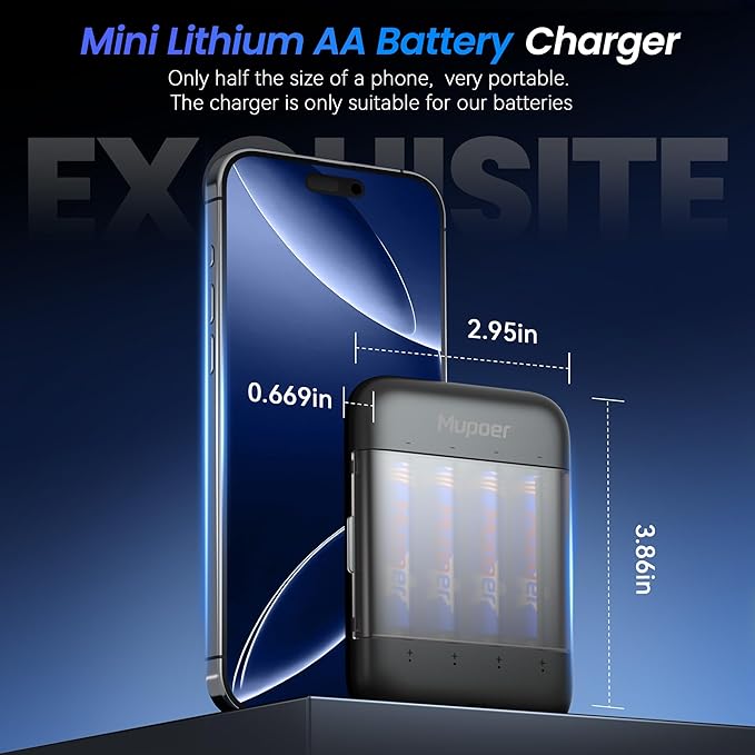 Rechargeable AA Batteries with Box,3600mWh Lithium Batteries AA 1.5V 4 Count,Double A Battery Rechargeable,Long Lasting Lithium ion with Ultra Thin Charging Storage Box for Blink Xbox