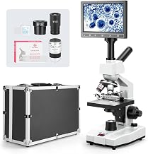 Constant Temperature Lab Monocular Compound Microscope 40X-2500X Magnification with 7" LCD Screen 5MP E-Eyepiece, Adjustable Thermostat Mechanical Stage for Husbandry, Pet Hospitals,Farms - Image 1