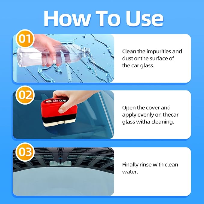 LDSK Car oil film removal brush Car glass oil film remover Premium oil film removal cleaner Glass oil film fast cleaner Car window cleaner Premium microfiber applicator (1, Red)