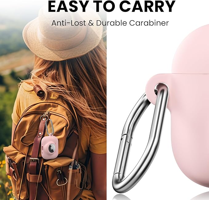 2 in 1 Silicone Case Compatible with AirPods Pro 3 and AirTag 2/1, Shockproof Protective Case Cover for AirPods Pro 3rd Generation 2025 with Cleaner Kit & Carabiner (Pink)