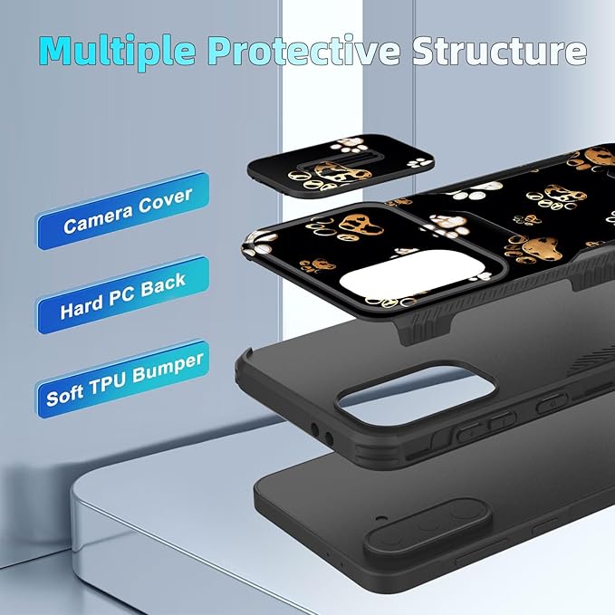 for Galaxy A36 5G/A56 5G Case Built in Slide Camera Lens Cover,Heavy Duty Shockproof Protection Dual Layer Case for Samsung Galaxy A36 5G/A56 5G 6.7" 2025,Cute Dog Paw Prints