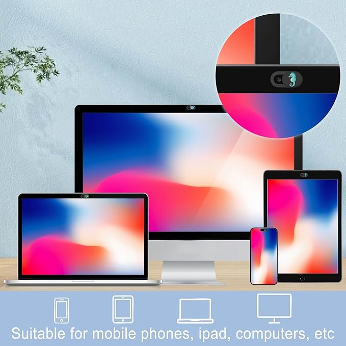 6Pcs 6 Styles Cute Camera Cover Slide Phone Privacy Camera Cover Ocean Animal Design Webcam Protector for Laptop Desktop Computer Tablet Phone Notebook Mini PC Accessories Home Office Use