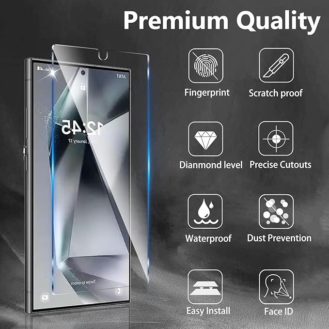 3 Pack Screen Protector Designed for Galaxy S25 Ultra with 3 Pack Tempered Glass Camera Lens Protector,Ultra HD Clear,9H Hardness,Easy Install - Case Friendly,Scratch Resistant