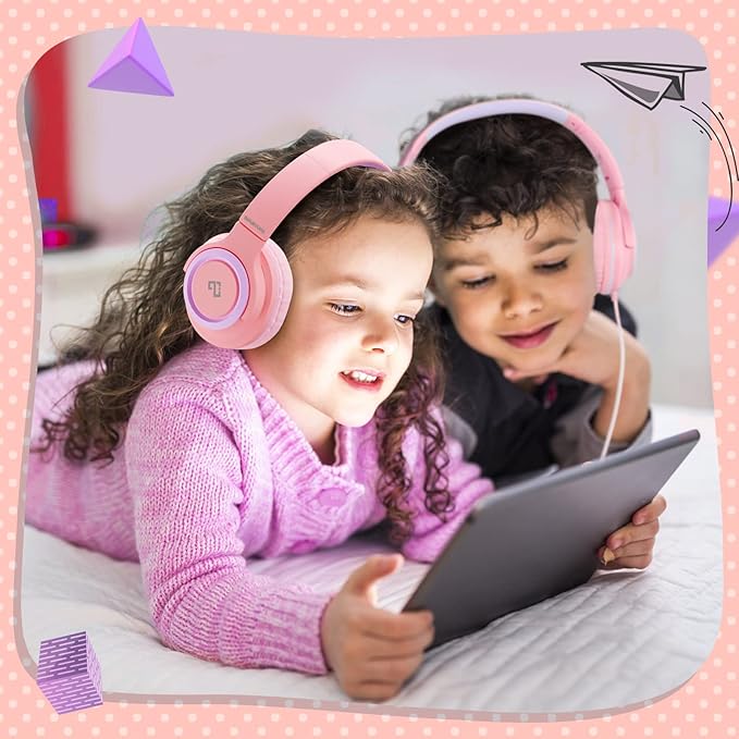 INFURTURE Kids Headphones, Wired Headphones for Kids Over Ear with Microphone, 85/94dB Volume Limiter Headphone for Girls Boys, Foldable Headphone for School, Airplane Travel
